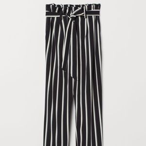 Navy Striped Paperbag Pants